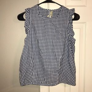blue gingham top